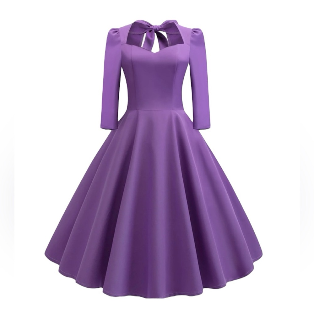 Rockabilly Retro Vintage 50s style Swing Dress in Purple - Size XL